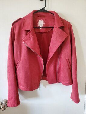 Lauren Conrad red faux suede moto jacket